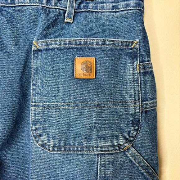 VTG Carhartt Jeans Men's 40x34 Darkstone Flannel Lined Washed Denim Dungaree Fit - Picture 7 of 8